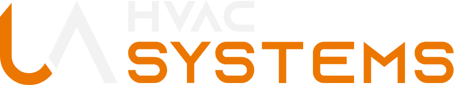 Logotipo oficial de UA HVAC SYSTEMS, Expertos en HVAC, Líderes en Tecnología, en colores naranja y blanco corporativos.