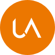 Ícono abstracto de marca UA HVAC SYSTEMS, con letras UA estilizadas en blanco dentro de un círculo naranja corporativo.